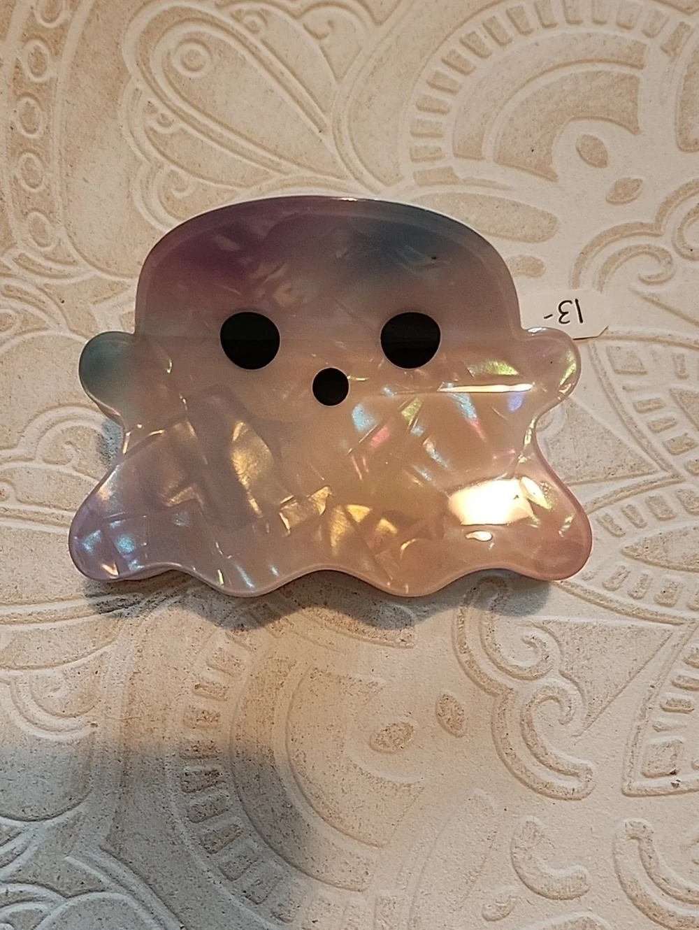 Iridescent Ghost Acrylic Hair Clip in Pink and Blue Lightweight